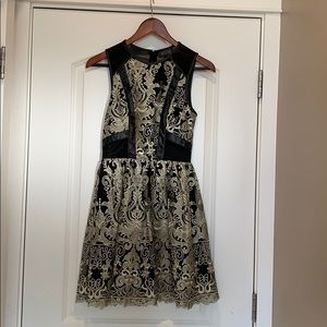ASTR Black Dress With Gold Paisley Embroidery